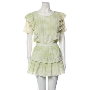 LOVE SHACK FANCY NATASHA MOSS GREEN HAND DYED MINI DRESS, SIZE LARGE